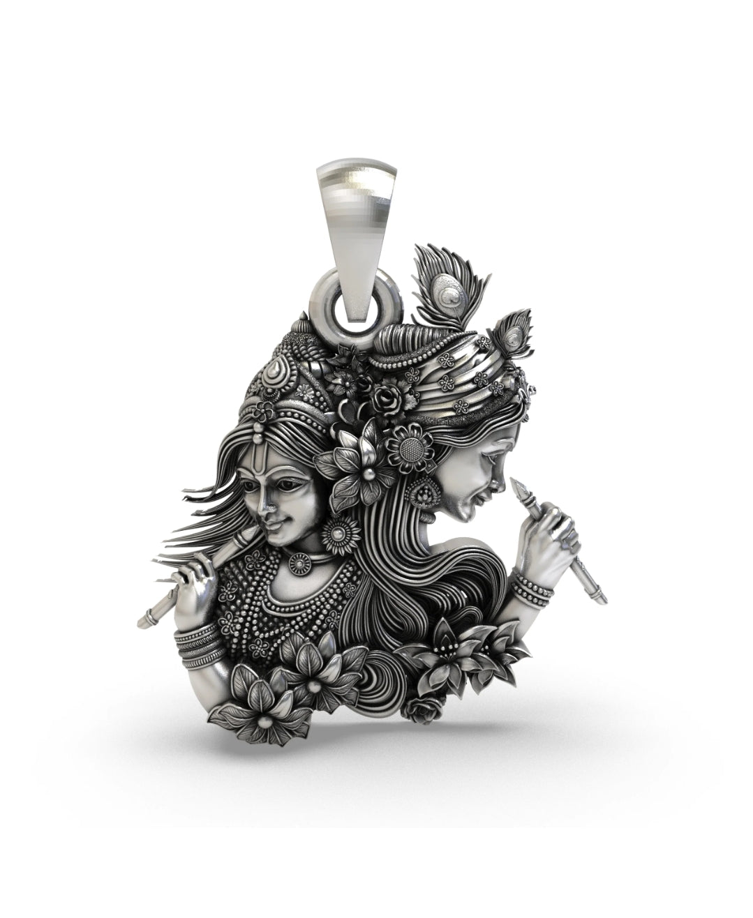 The Eternal Love: Radha Krishna Antique Silver Pendant