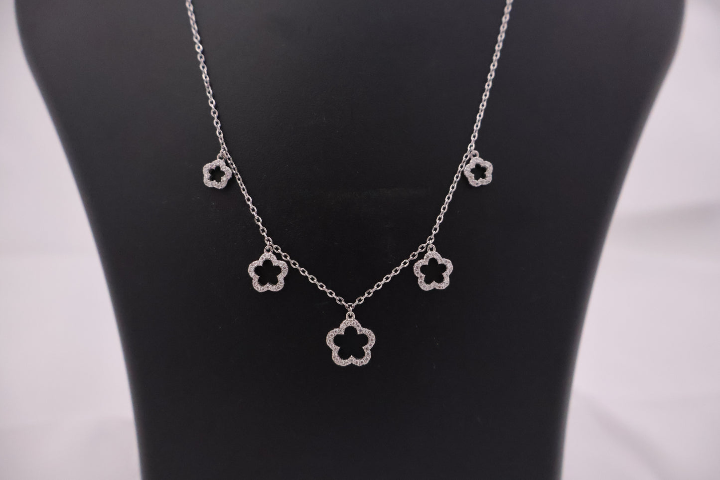 Elegant Silver Floral Charm Necklace