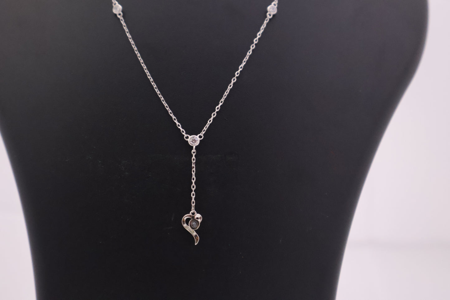 Elegant Love Knot Lariat Sterling Silver Necklace