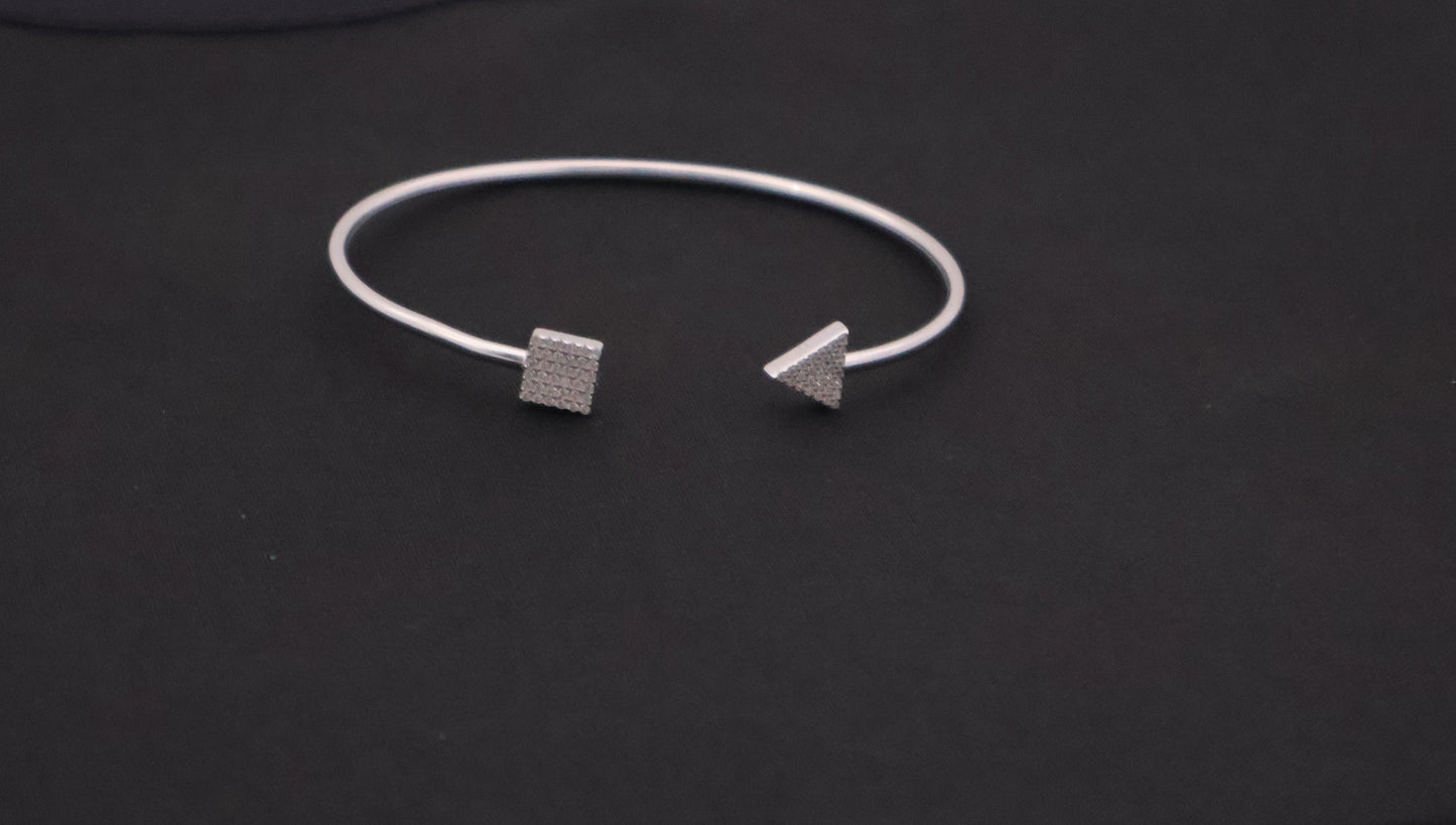 Geometric Pave Open Bangle Bracelet