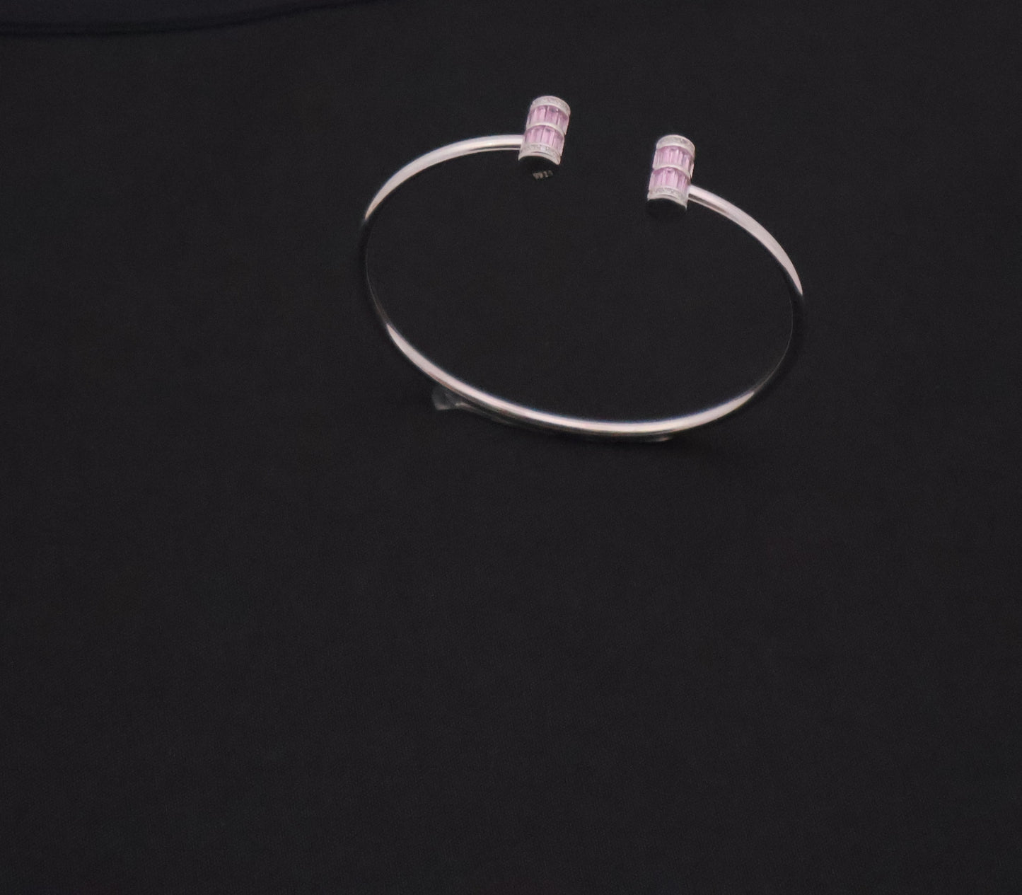Iridescent Cylindrical End Open Cuff Bracelet