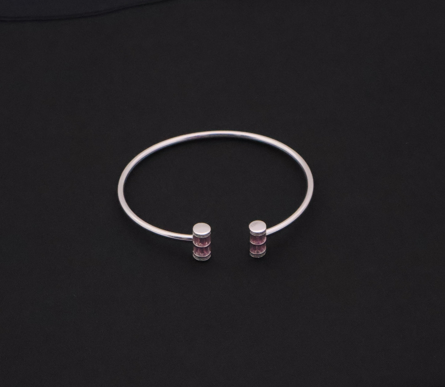 Iridescent Cylindrical End Open Cuff Bracelet