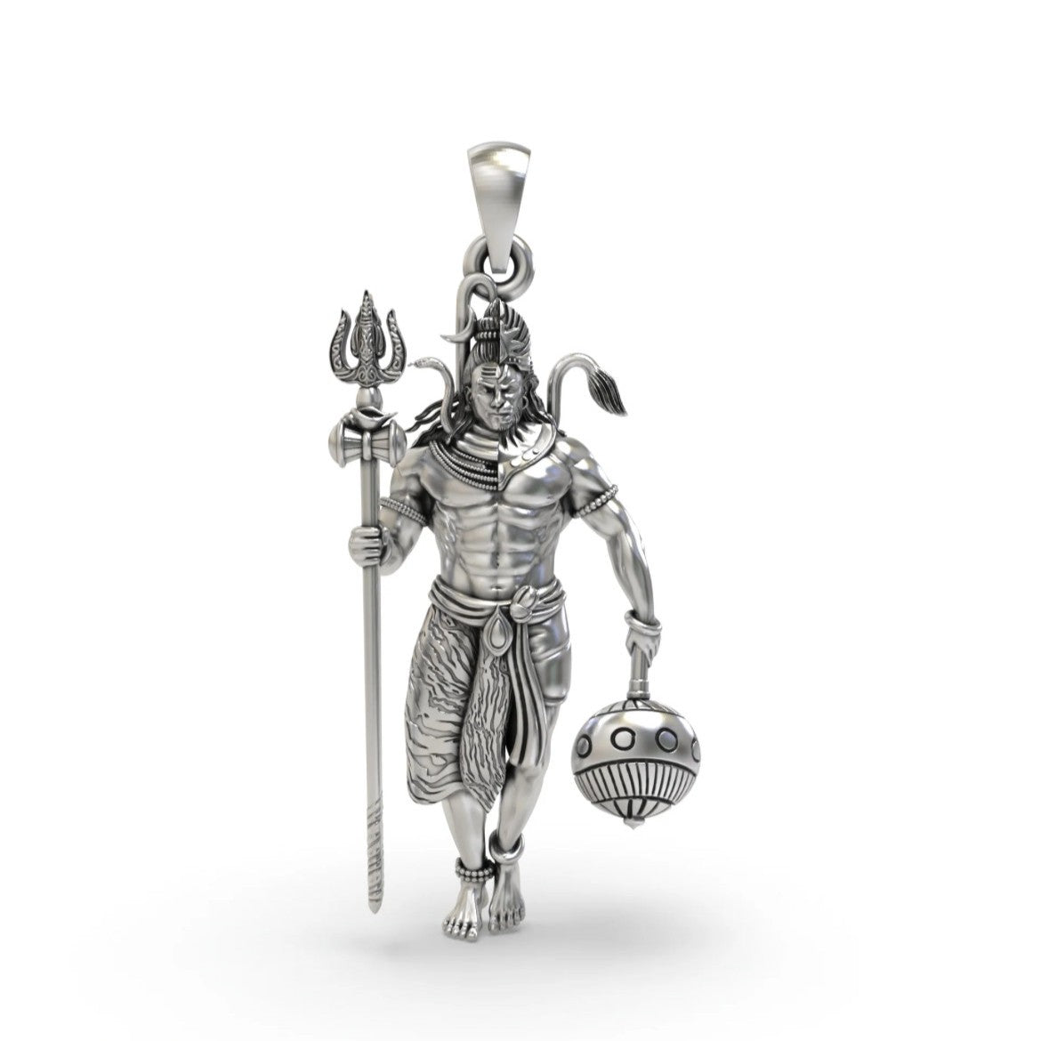 Lord Shiva & Hanuman Confluence Silver Pendant