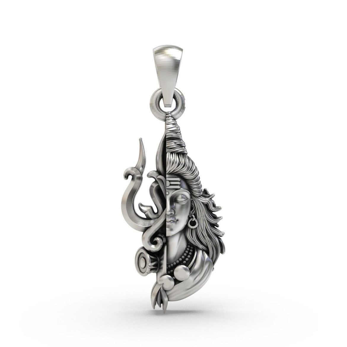 Shiva-Trisul Silver Pendant