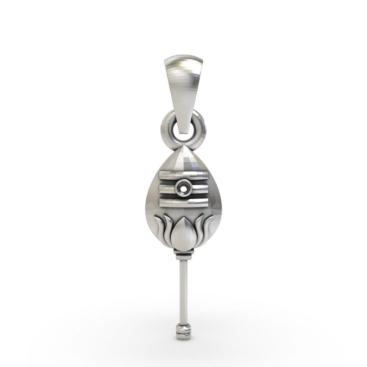 Spiritual Tilak Drop Pendant with Lotus Base