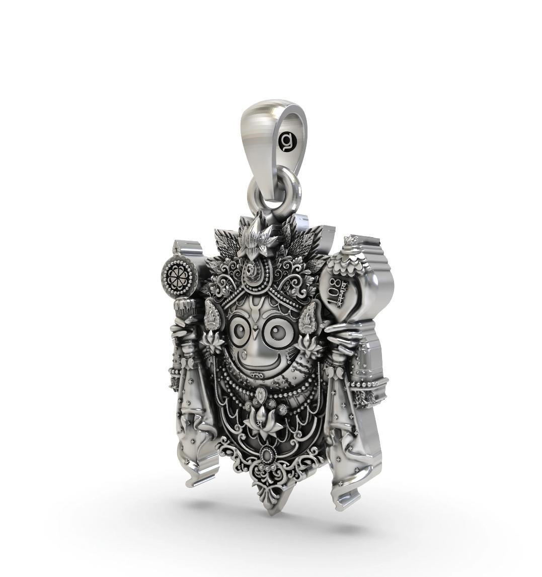 Divine Sri Jagannath 925 Silver Locket with Sudarshana Chakra & Shankha