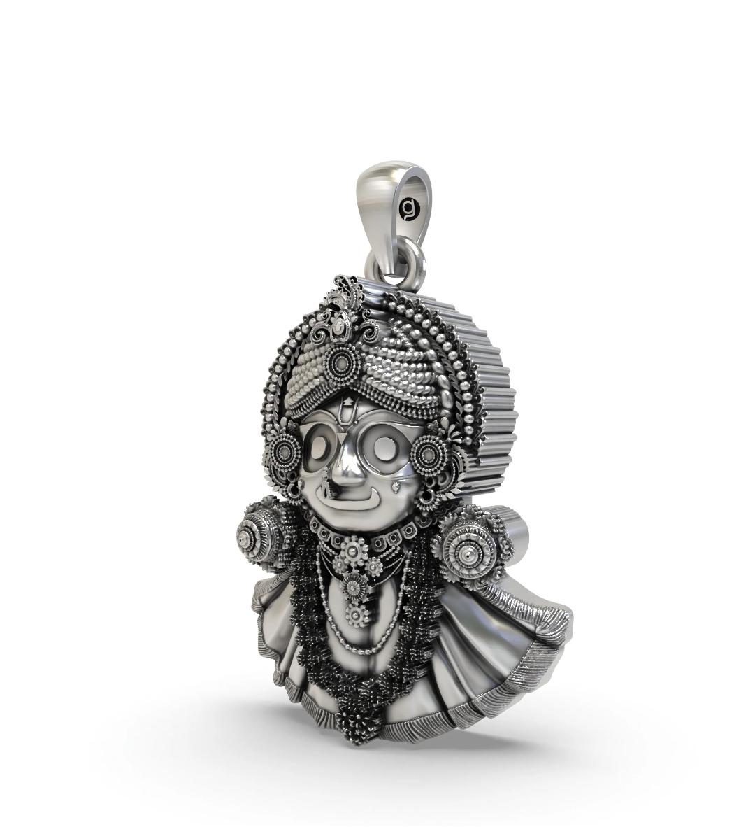 Oxidized 925 Silver Lord Jagannath Pendant |