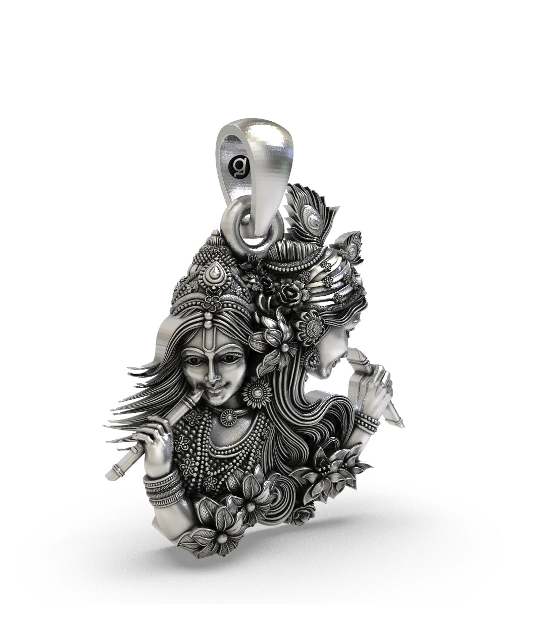 The Eternal Love: Radha Krishna Antique Silver Pendant
