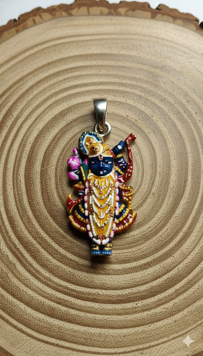 Premium Sterling Silver Shrinathji Locket with Detailing