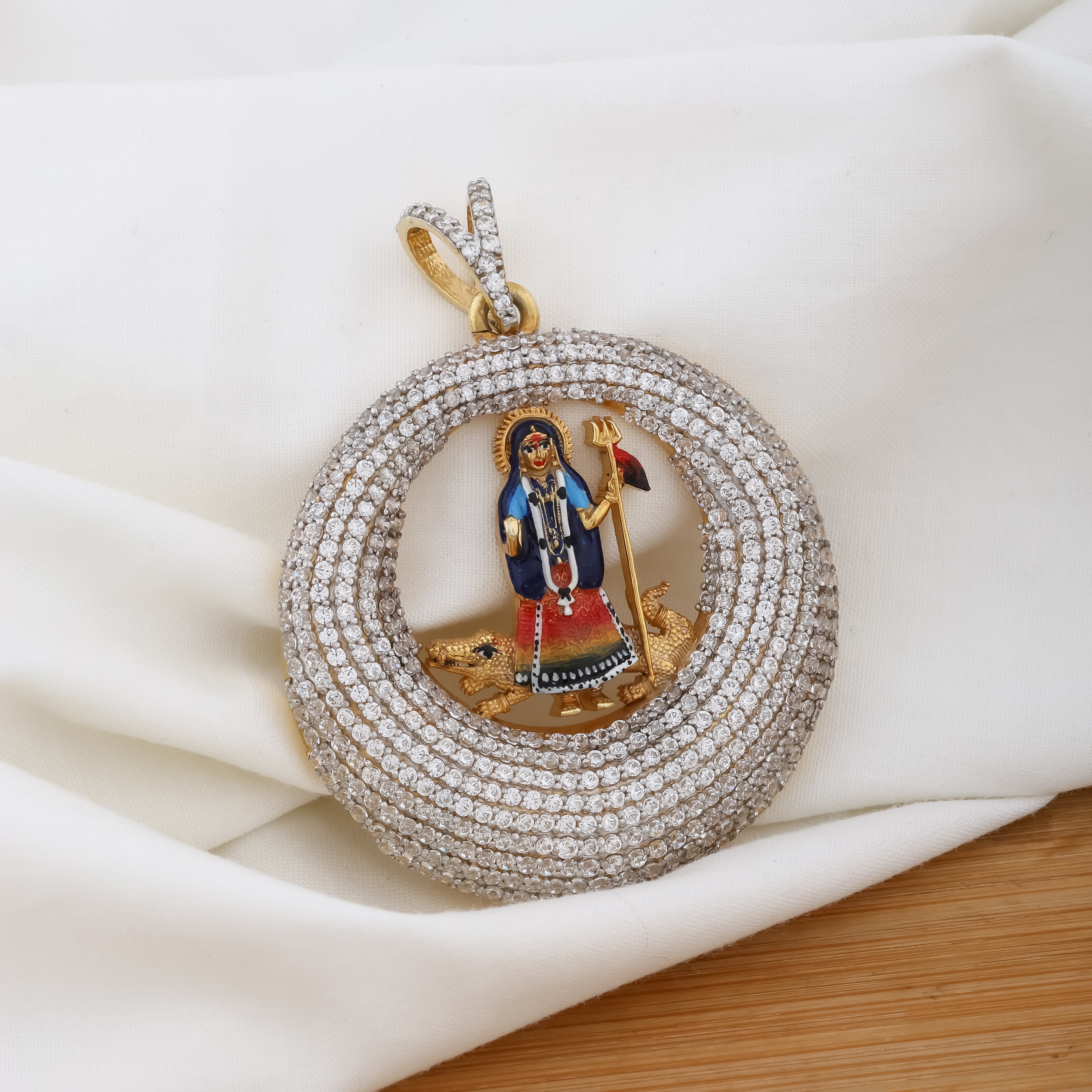 925 SILVER DIAMOND Shri Khodiyar mataji pendant