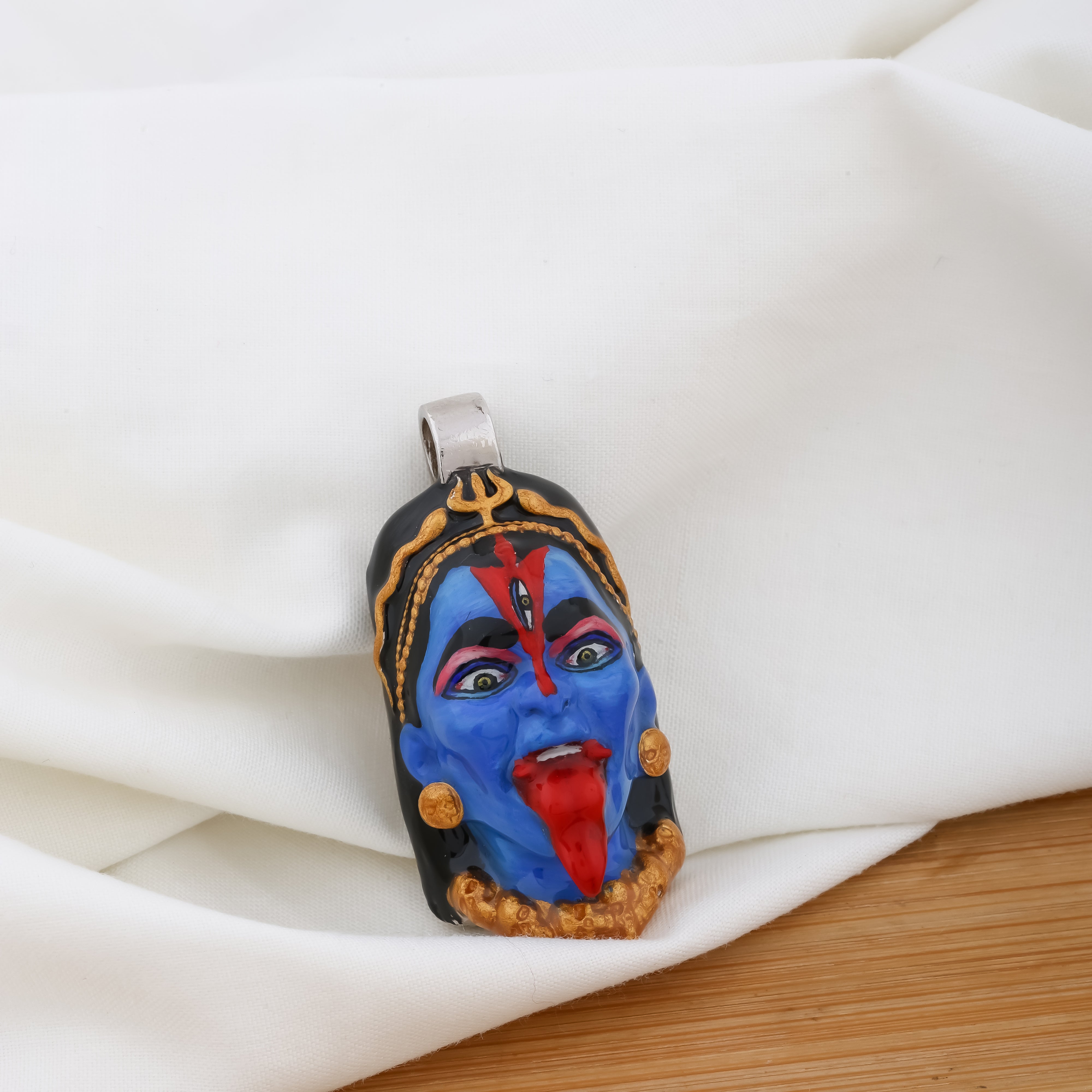 925 Silver Kali Face Pendant with Kali Yantra
