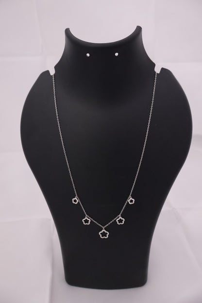 Elegant Silver Floral Charm Necklace