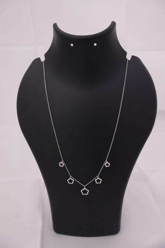 Elegant Silver Floral Charm Necklace