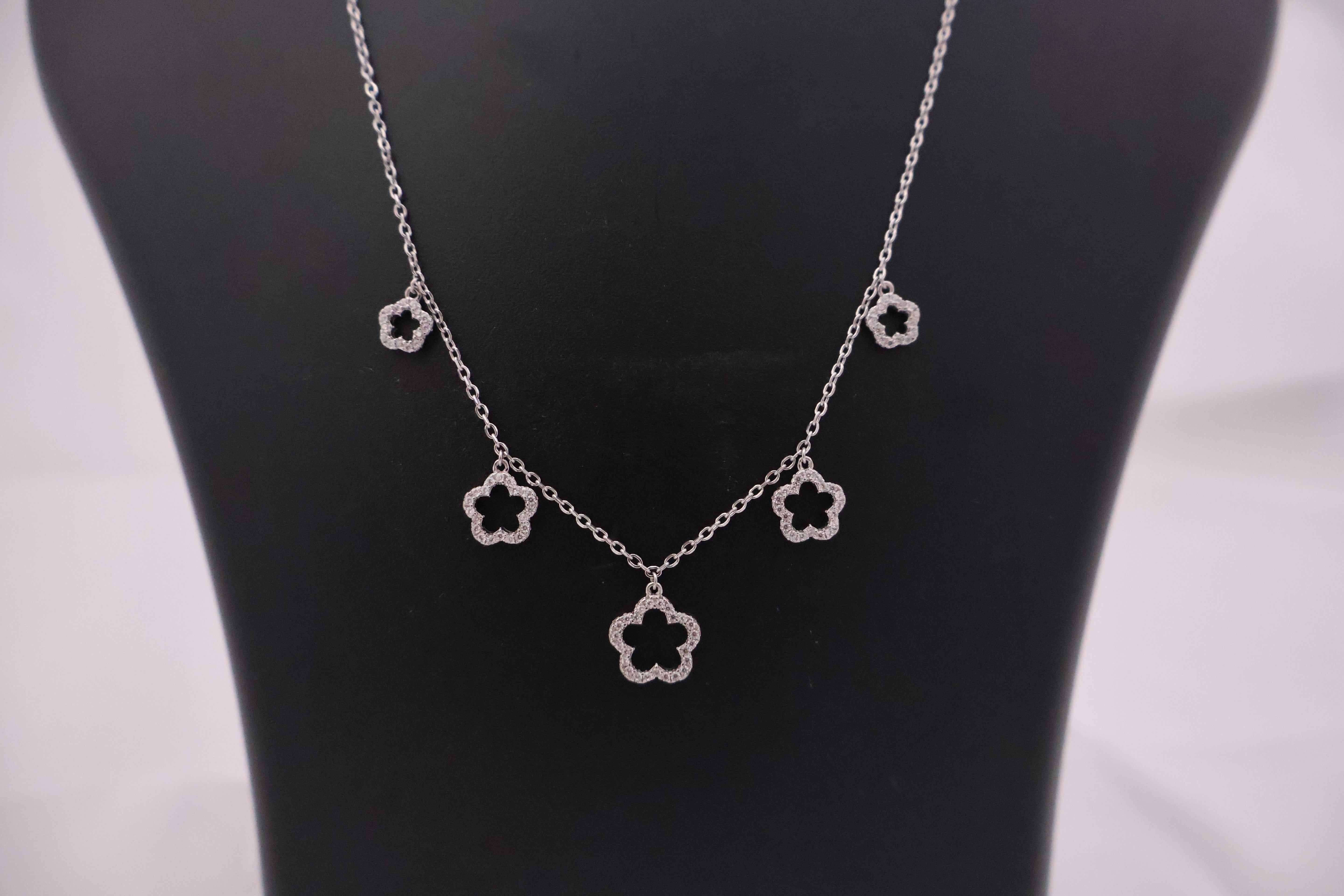 Elegant Silver Floral Charm Necklace