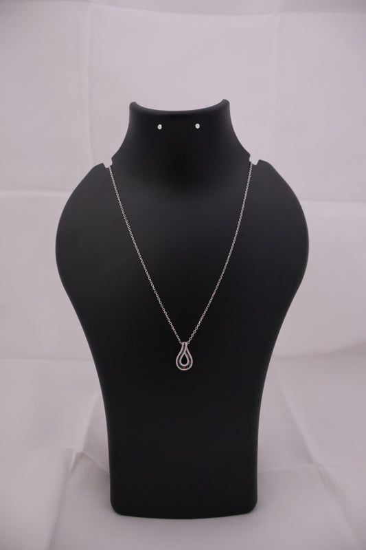 Silver Teardrop Necklace with Multi-Color Stones