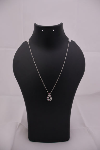 Silver Teardrop Necklace with Multi-Color Stones