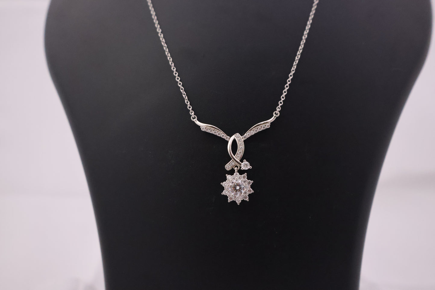 Radiant Floral Embrace Sterling Silver Necklace