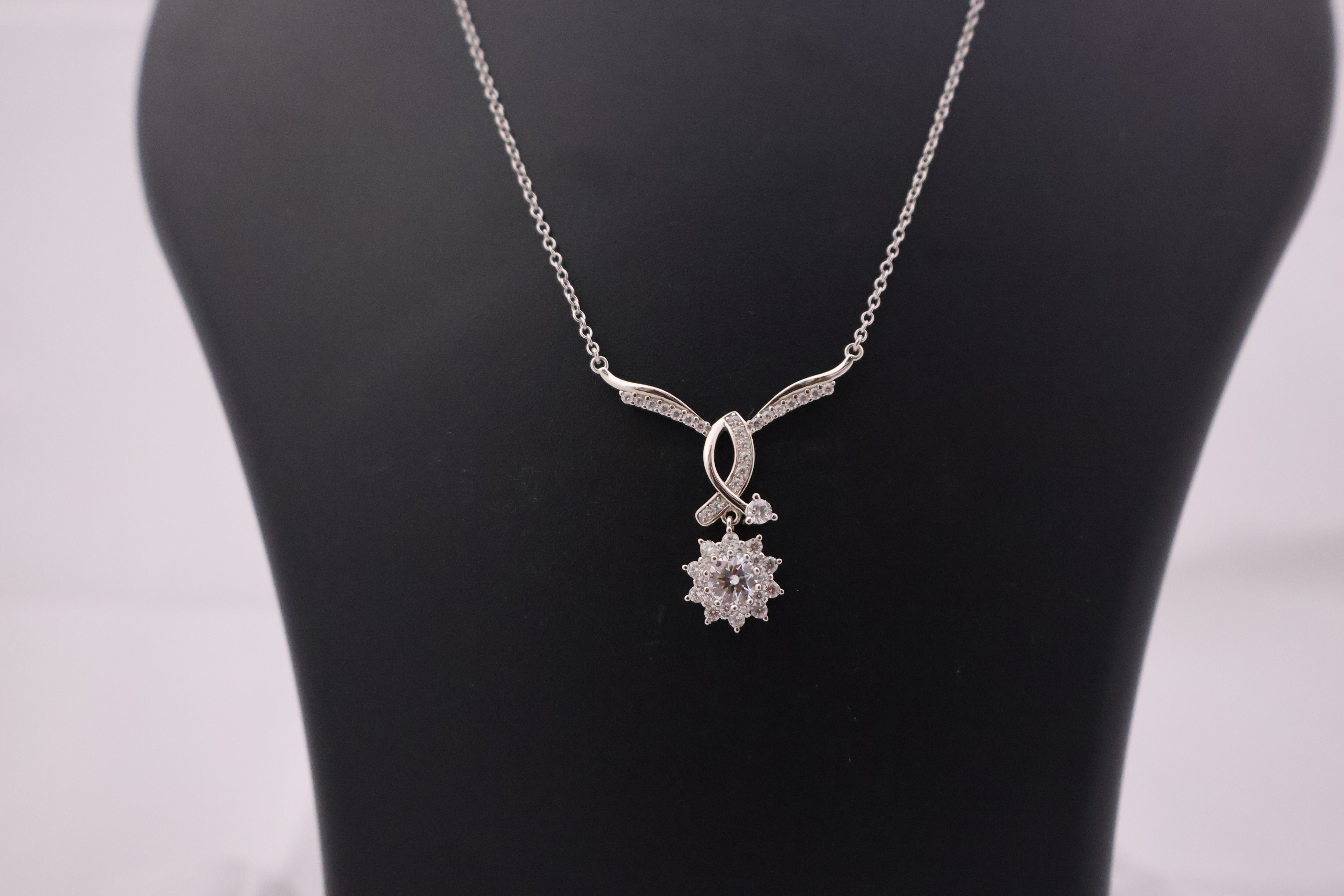 Radiant Floral Embrace Sterling Silver Necklace