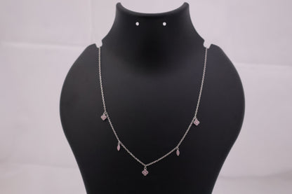 Pink Blossom & Leaf Sterling Silver Charm Necklace