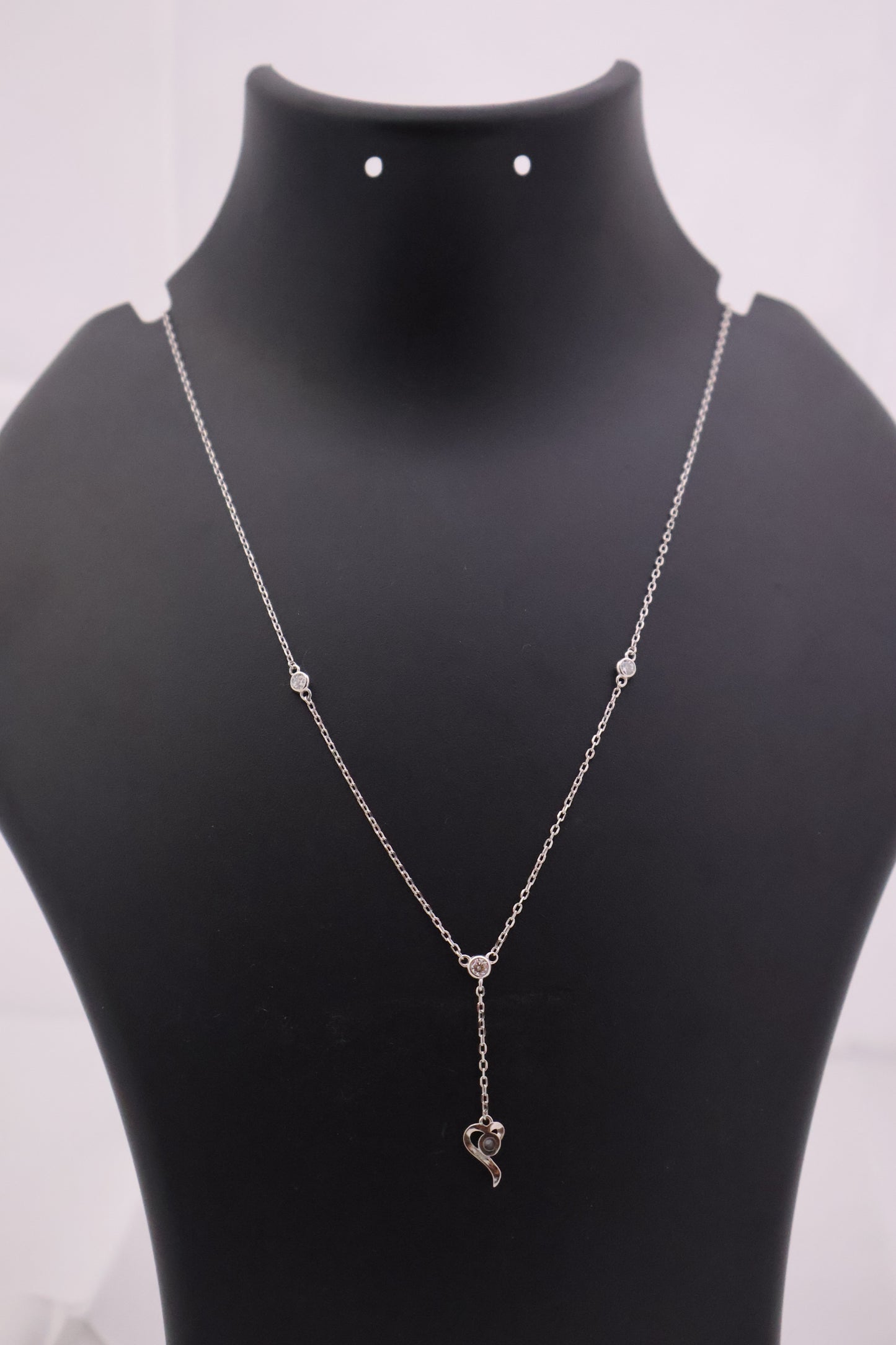 Elegant Love Knot Lariat Sterling Silver Necklace