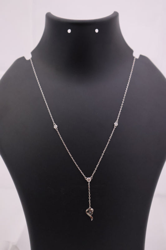 Elegant Love Knot Lariat Sterling Silver Necklace