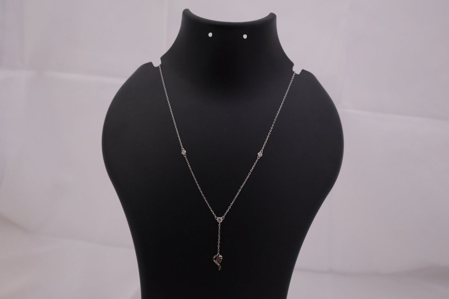 Elegant Love Knot Lariat Sterling Silver Necklace