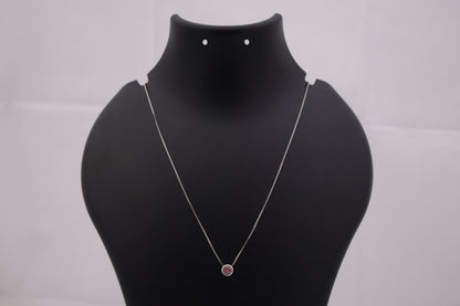 Bezel Set Pink Gemstone Necklace