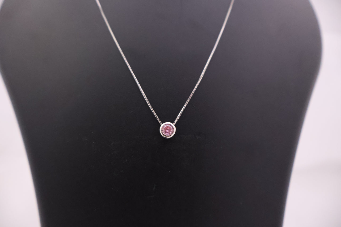 Bezel Set Pink Gemstone Necklace