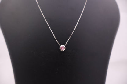 Bezel Set Pink Gemstone Necklace