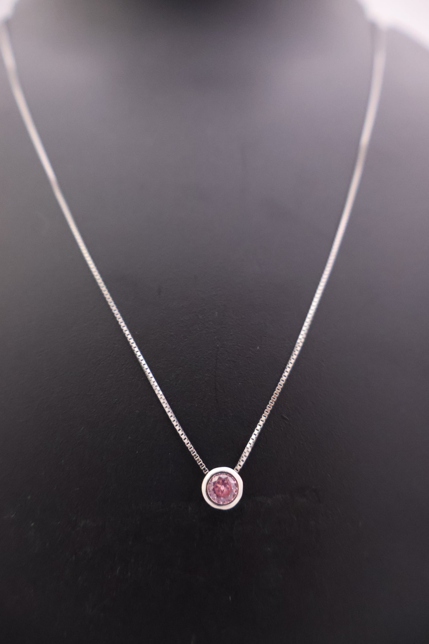 Bezel Set Pink Gemstone Necklace
