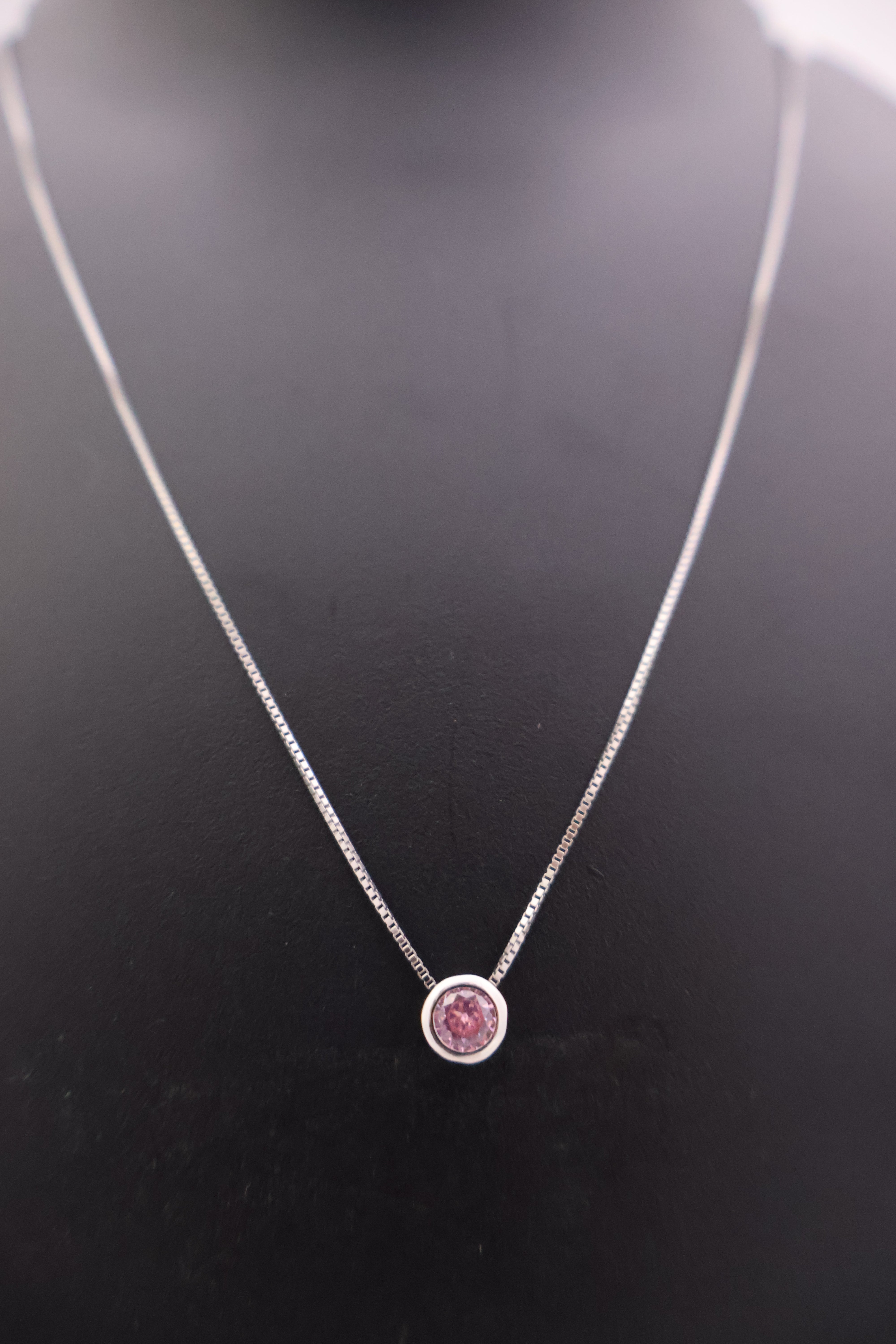 Bezel Set Pink Gemstone Necklace