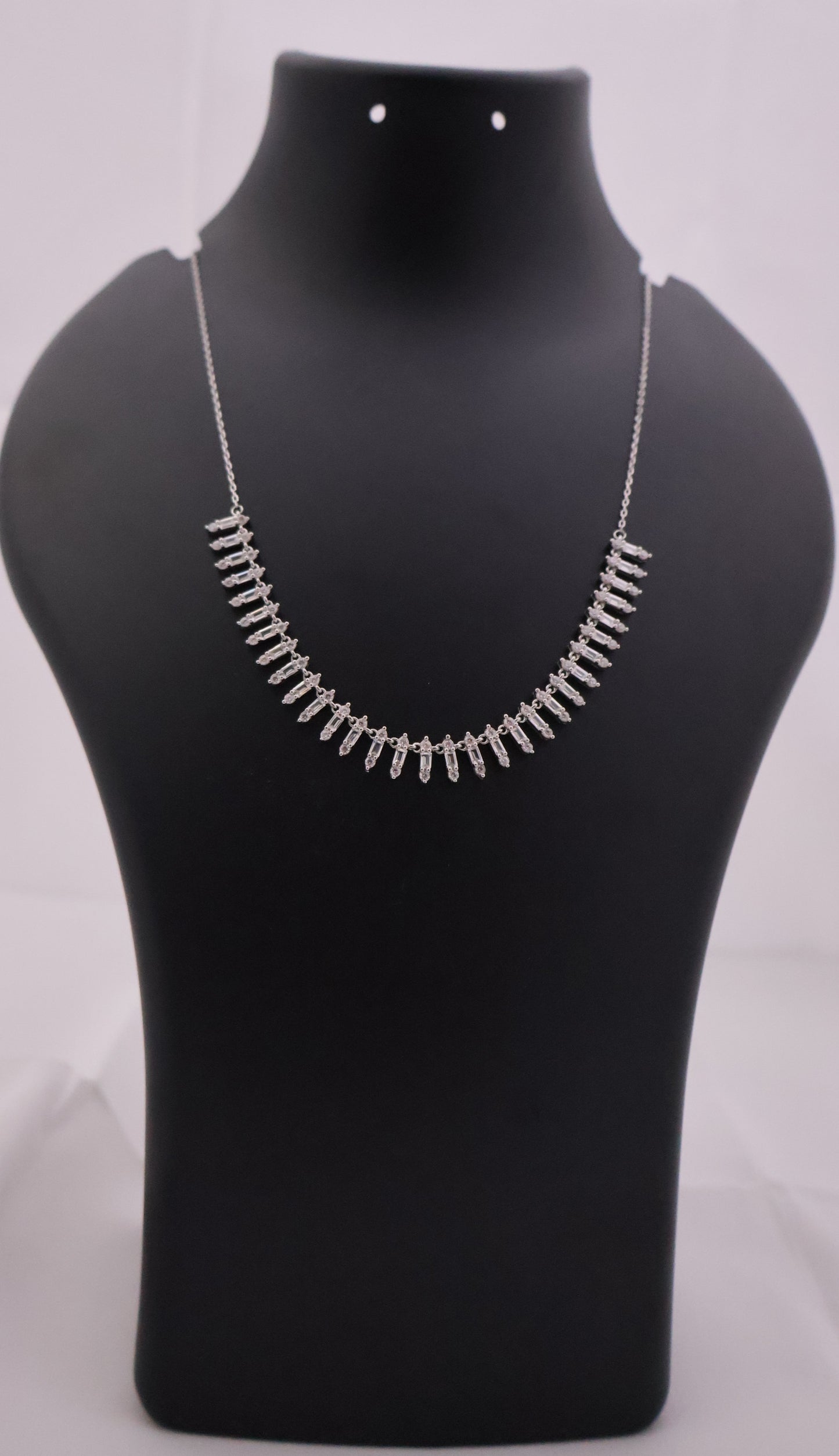 Art Deco Inspired Sparkle Silver Collar Necklace