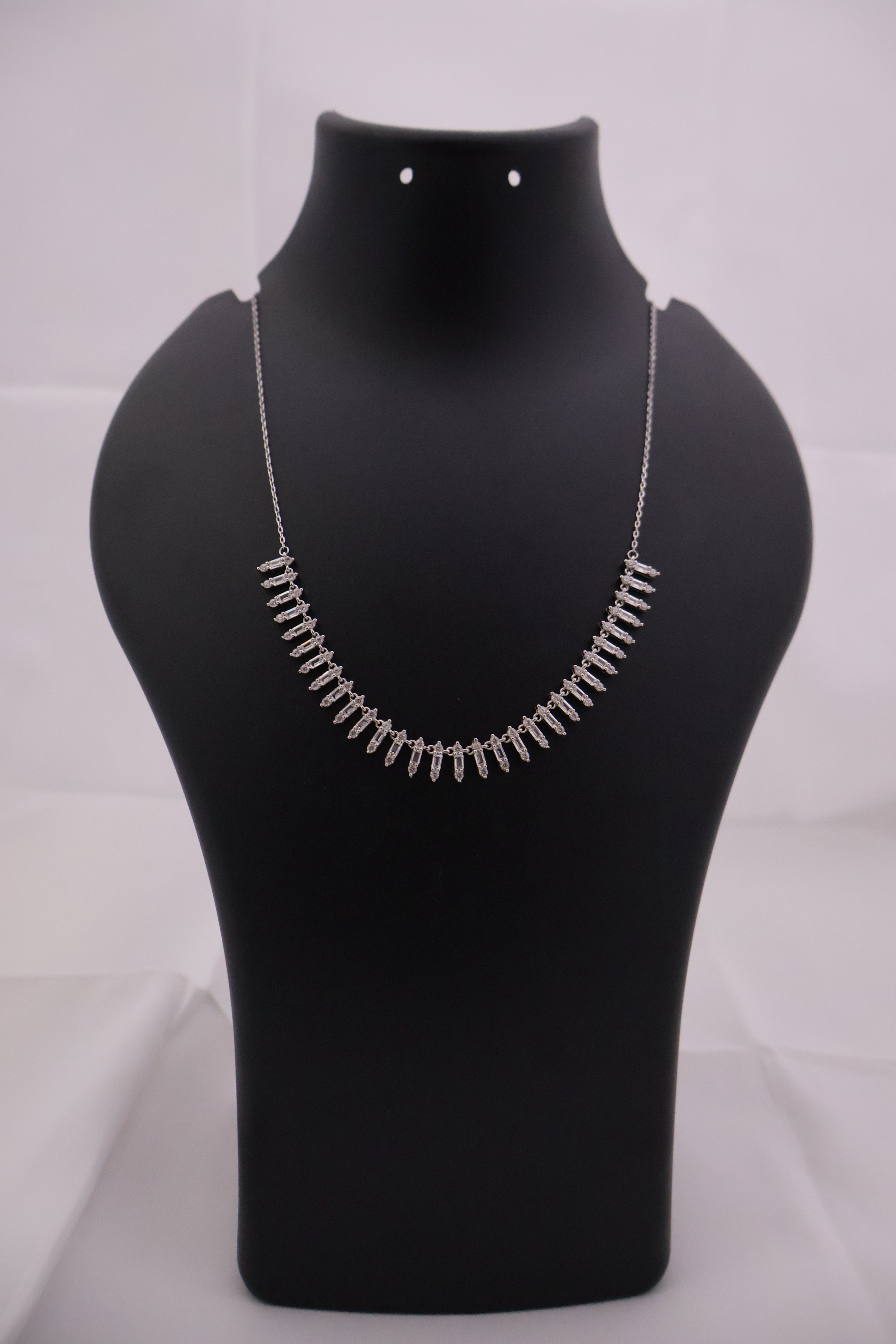 Art Deco Inspired Sparkle Silver Collar Necklace