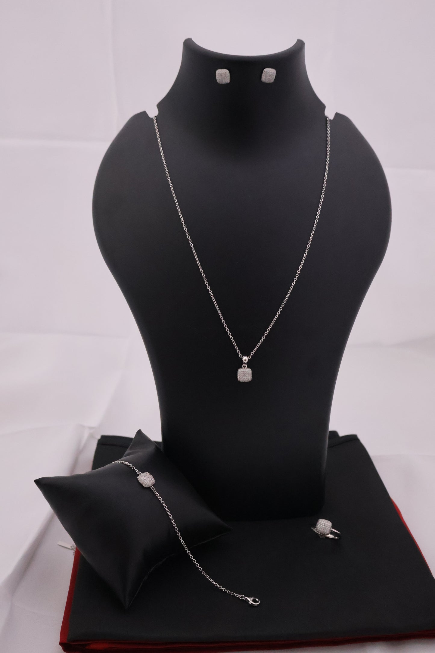Geometric Sparkle Sterling Silver Jewelry Set