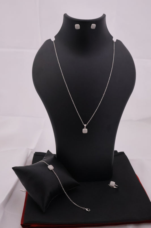 Geometric Sparkle Sterling Silver Jewelry Set