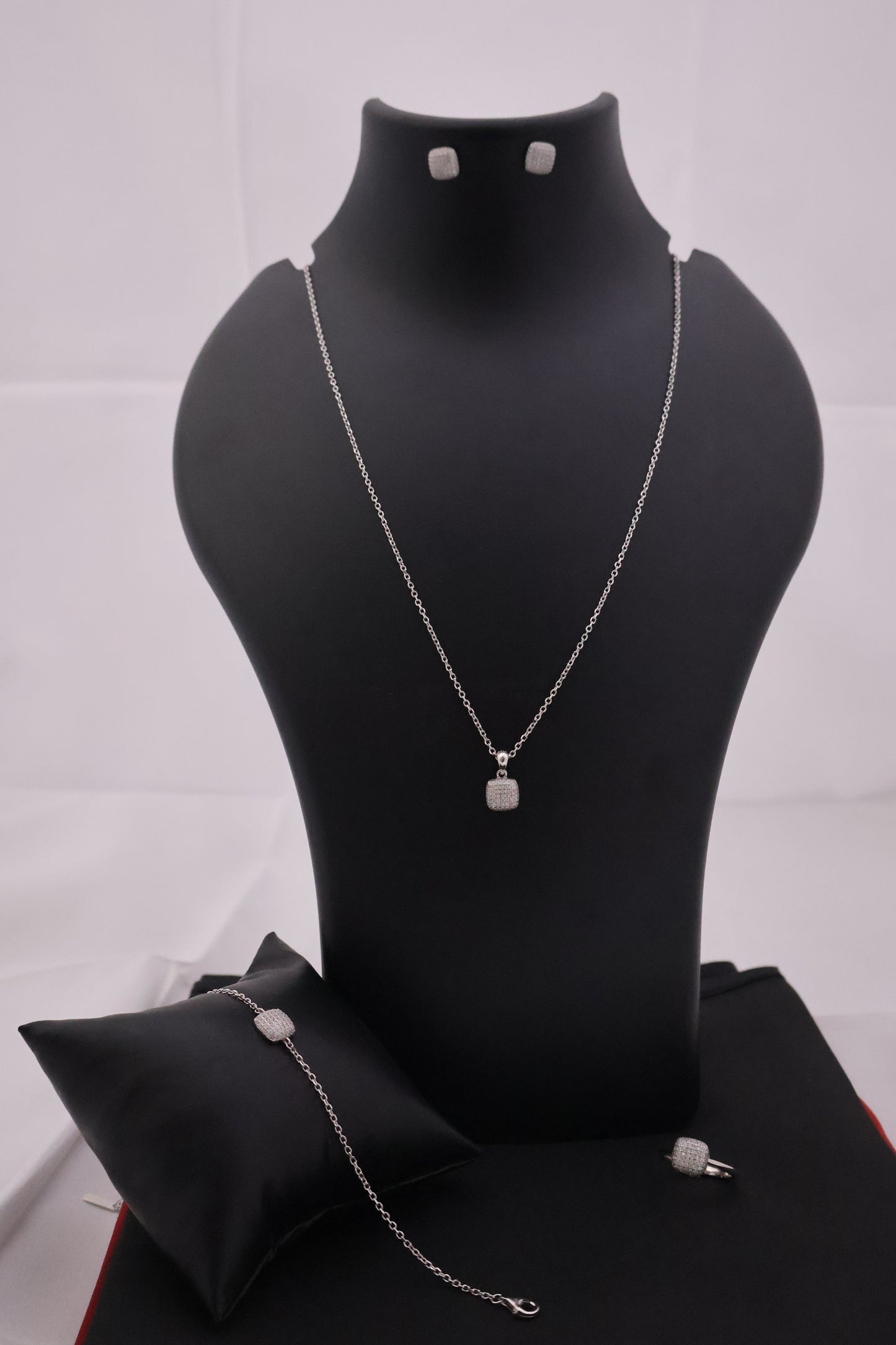 Geometric Sparkle Sterling Silver Jewelry Set