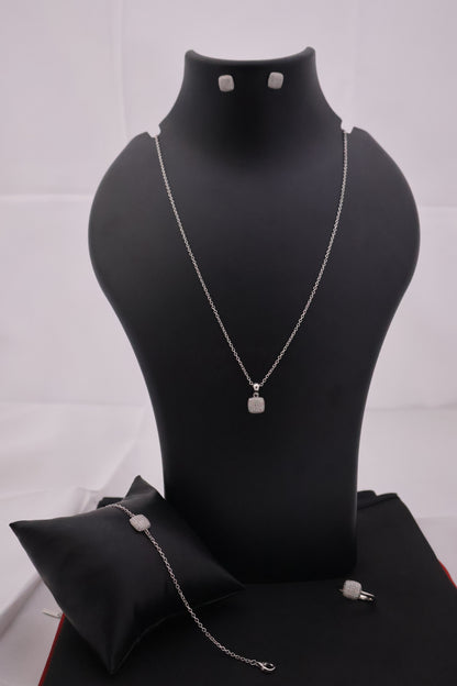 Geometric Sparkle Sterling Silver Jewelry Set