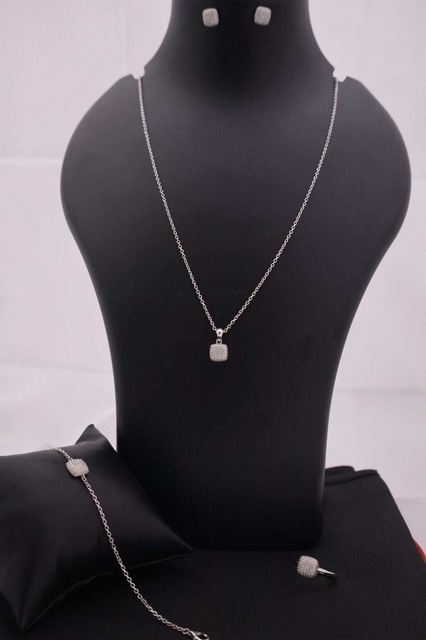 Geometric Sparkle Sterling Silver Jewelry Set