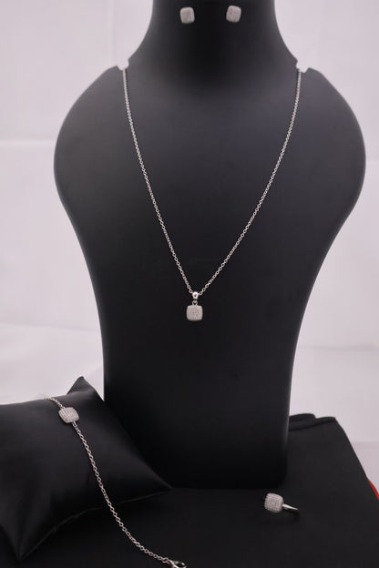 Geometric Sparkle Sterling Silver Jewelry Set