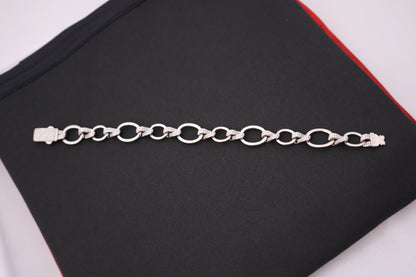 Dazzling Oval Link Sterling Silver Bracelet