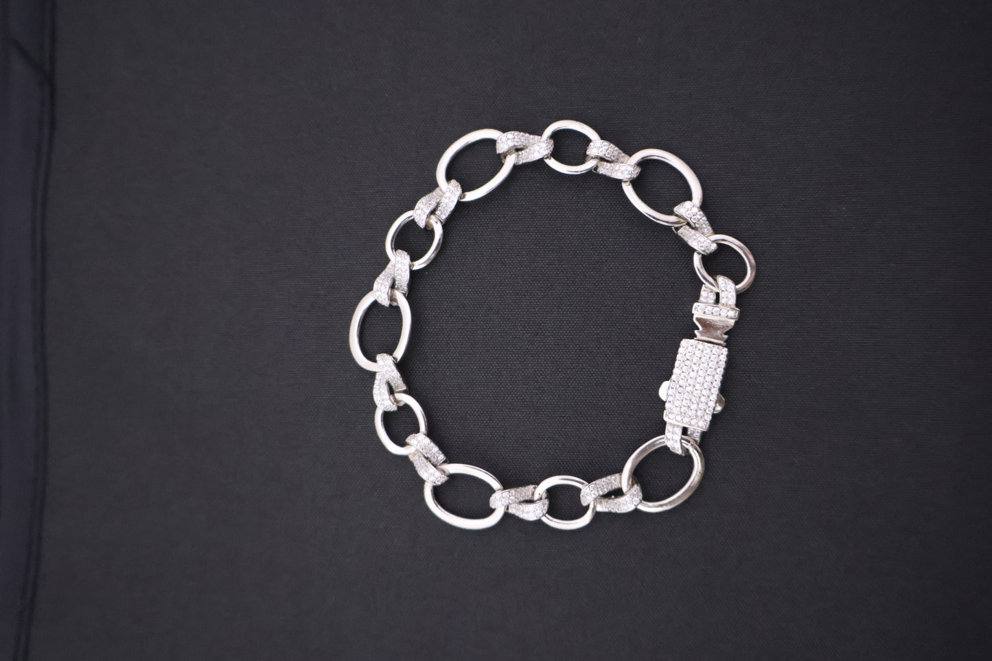 Dazzling Oval Link Sterling Silver Bracelet