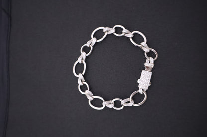Dazzling Oval Link Sterling Silver Bracelet