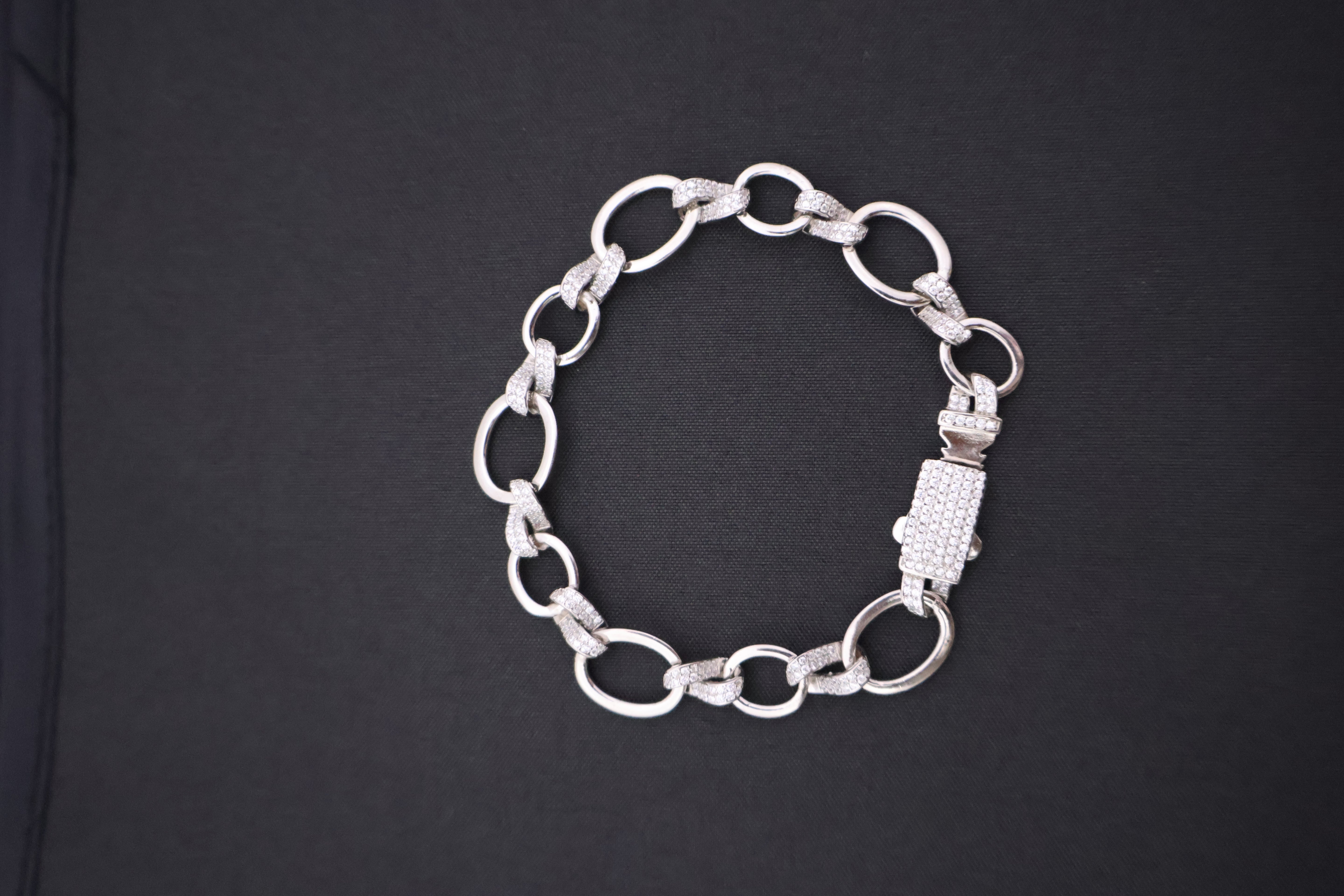 Dazzling Oval Link Sterling Silver Bracelet