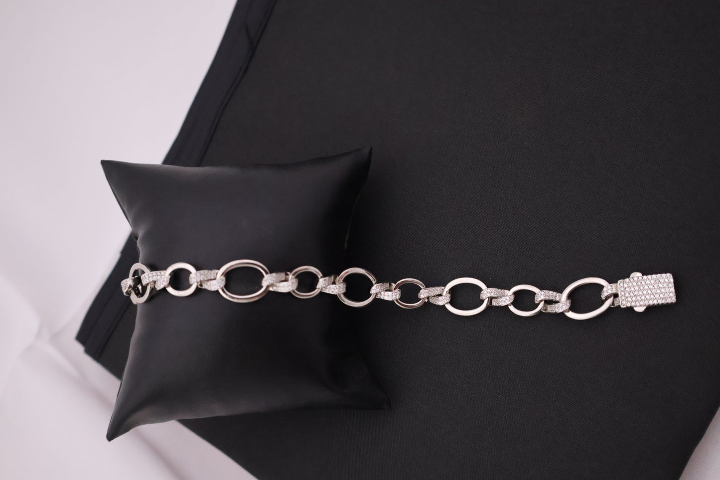 Dazzling Oval Link Sterling Silver Bracelet