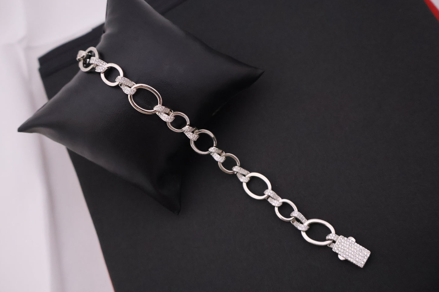 Dazzling Oval Link Sterling Silver Bracelet
