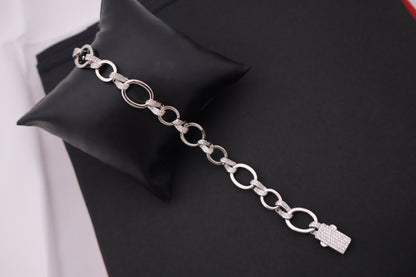 Dazzling Oval Link Sterling Silver Bracelet