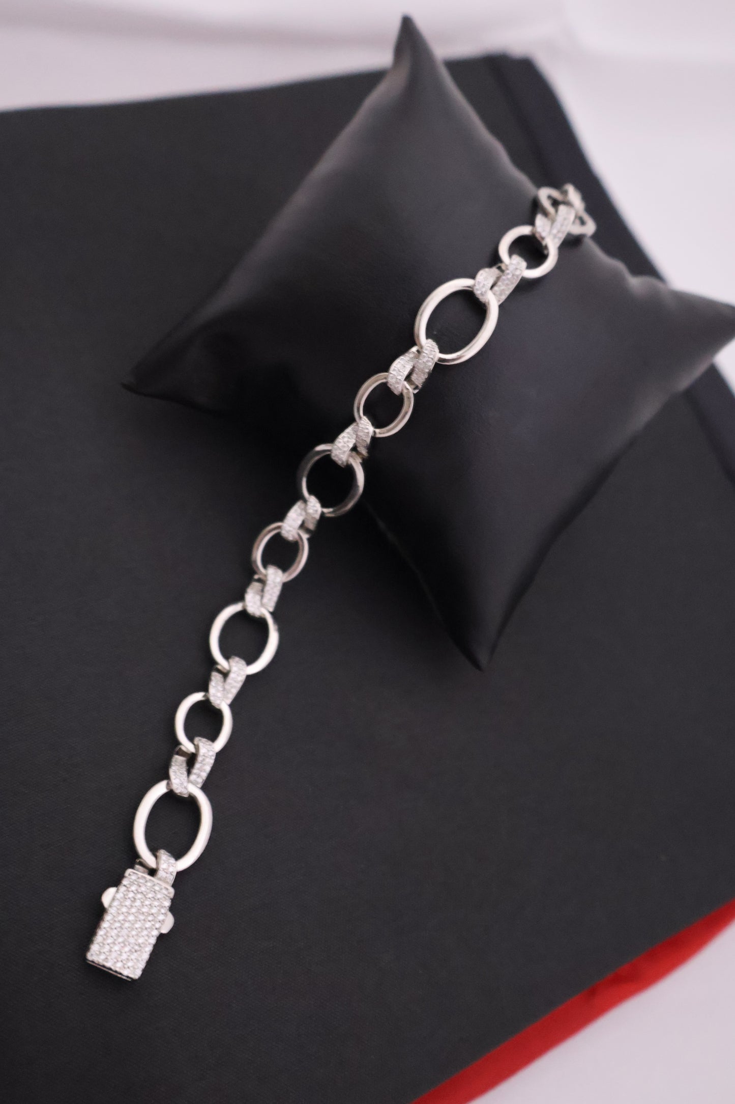 Dazzling Oval Link Sterling Silver Bracelet