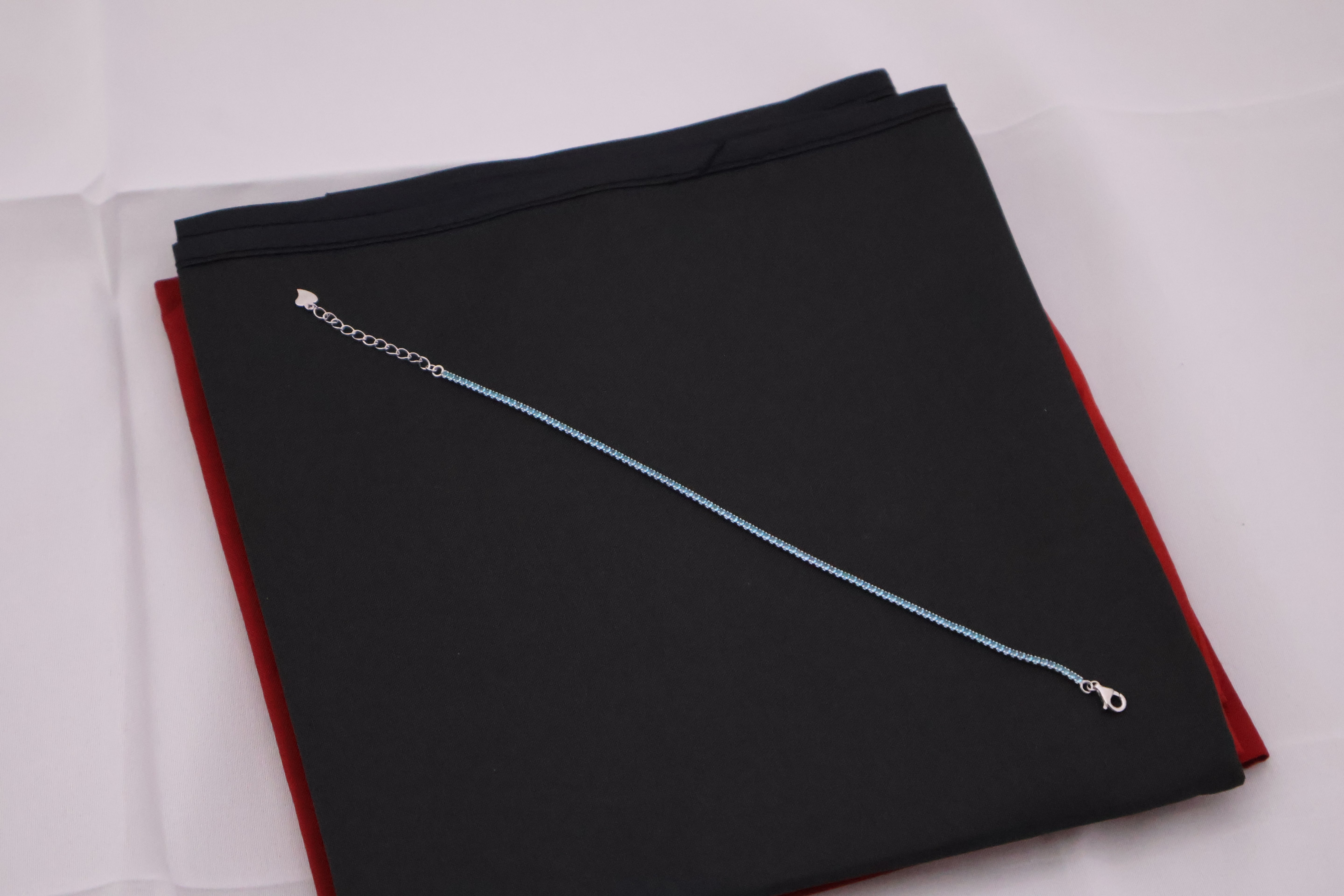 Sky Blue Shimmer Sterling Silver Tennis Bracelet