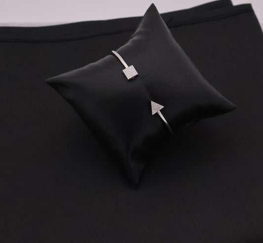 Geometric Pave Open Bangle Bracelet