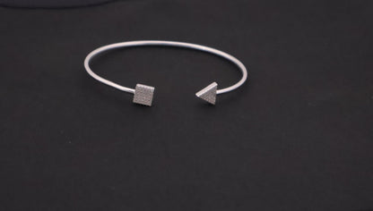 Geometric Pave Open Bangle Bracelet